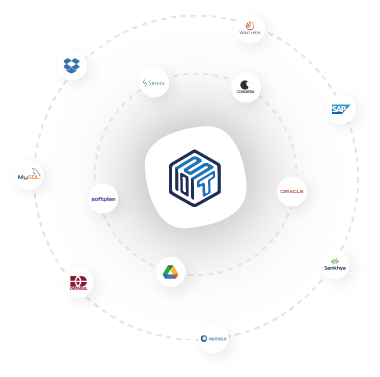 Logo da Movtech ao centro, com todas as logos de soluções em ERP orbitando entre ela.