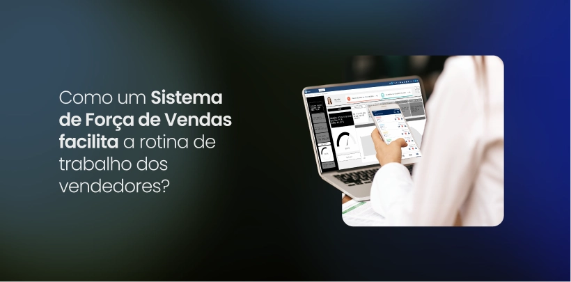 Profissional de vendas acessando dashboard de acompanhamento no notebook e verificando lista de orçamentos no app pelo smartphone.